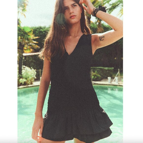 ZARA SHORT POPLIN DRESS WITH RUFFLES SIZE M NWT - Picture 1 of 6